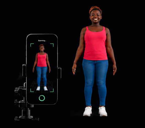 Mobile 3D body scanner front and side photo process